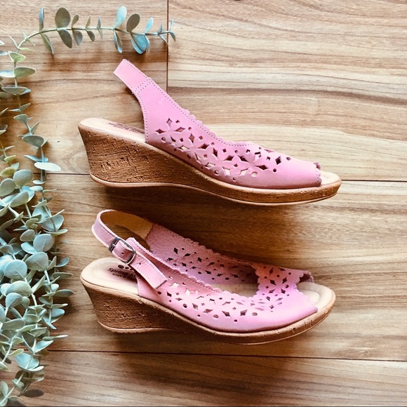 🌿Pink Leather Spring Step Wedge Slip Ons - Picture 4 of 12